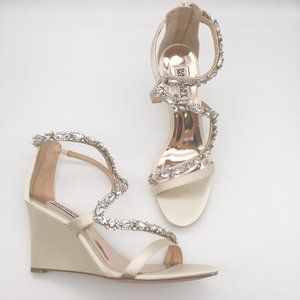Badgley Mischka Simona Wedge Sandal Bridal Ivory